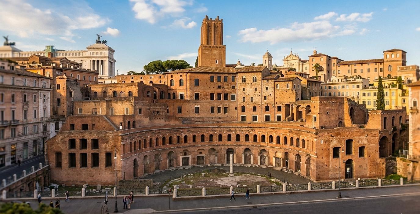 I Mercati di Traiano a Roma nella luce del tramonto